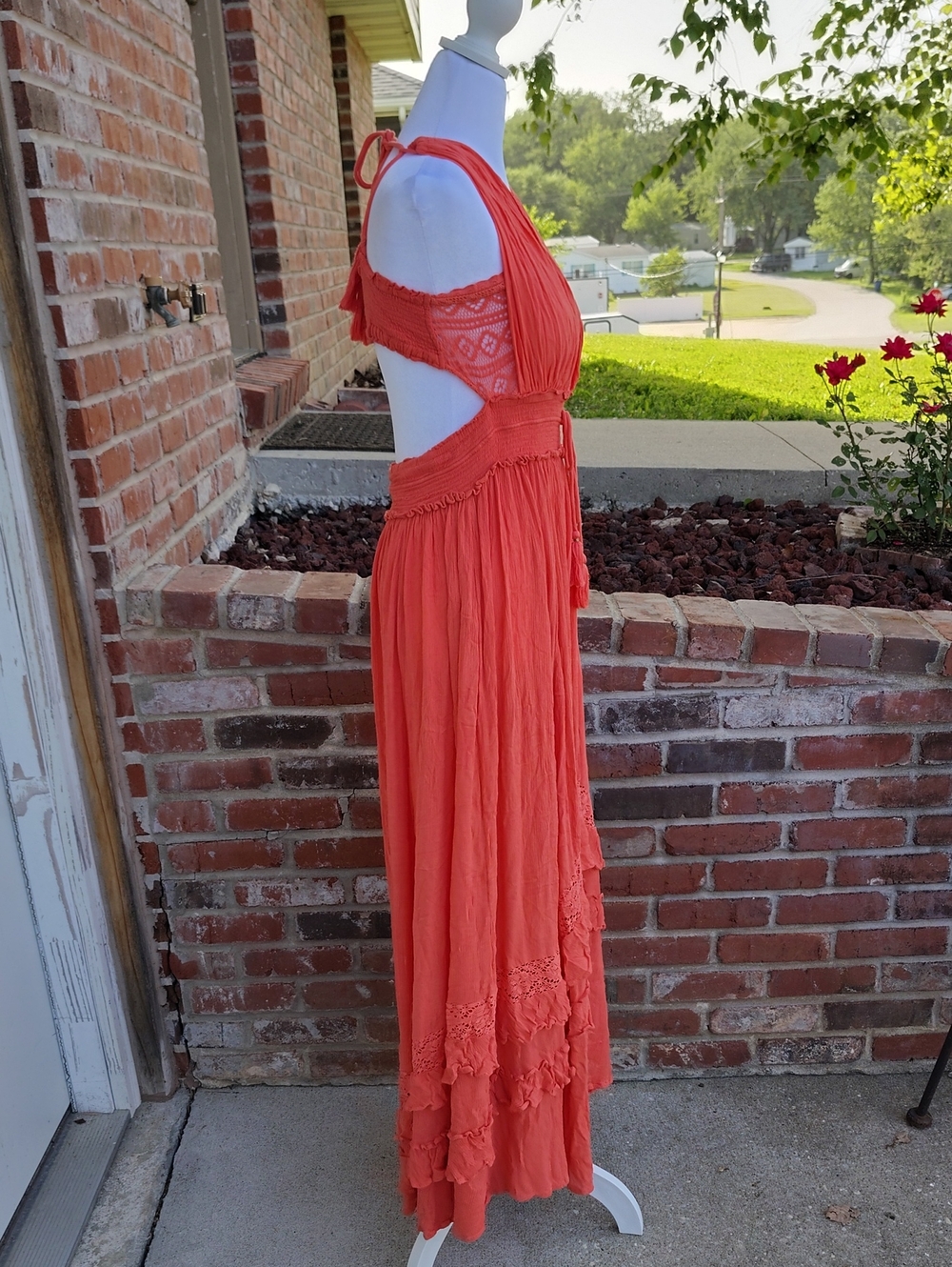 Free People Santa Maria Sun Blake Lace Tassel Maxi Dress Size L Bohemian Beachy - Picture 9 of 16